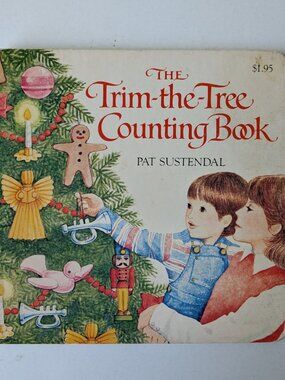 5/$15 Vintage Kids Board Book Trim the Tree Counting Sustendal Christmas 1982